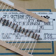 10 Pcs Japan KOA 0.5 W 1/2W 1M Resistance Copper Feet Carbon Film Audio CF1/2CT52R105J