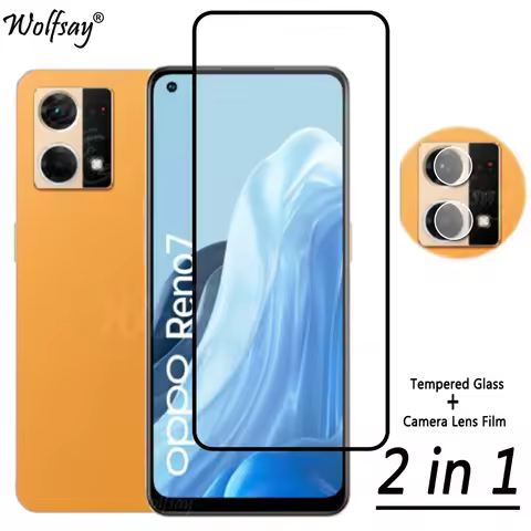 2 in 1 Tempered Glass For Oppo Reno 7 4G Screen Protector For Oppo Reno 7 7Z 8Z 8T 8 Lite Camera Len