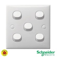 Schneider 5 Gang Classic E35_1_2AR_WE_G3 5Gang 1Way White Switch