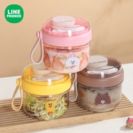 Brown Bear Cartoon Yogurt Cup Portable Oatmeal Fruit Salad Cup Student Adult Breakfast Cup Double Sk