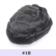 # 7 PU Toupee สําหรับผู้ชายผมมนุษย์เปลี่ยนระบบ V LOOP โพลีผิว Mens Hairpieces 0.08 มม.PU Mens Toupee
