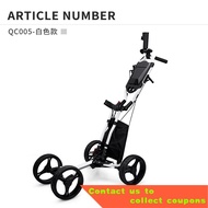 PGM  Golf Bag Cart Foldable Four-wheeled Ball Golf Trolley With Umbrella Rack Bottle Cage Manual Brake EVA Golf Bag Whee