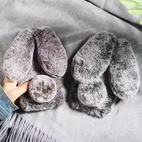 3D Rabbit Plush Phone Case For Oppo A5 A9 2020 A15 A17 Realme C35 C21 C15 C12 C11 C3 8 8I 7 6 6I 5I 
