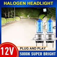 2Pcs Ultra Bright Halogen Bulb H1 H3 H4 H7 H8 H11 9006 Car Halogen Fog Light Bulb 55W 12V 5000K Motorcycle Car Headlight Accessories