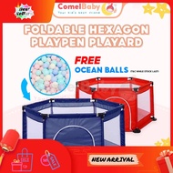 ⭐READY STOCK⭐ Comelbaby Baby Kids Safety Playpen Play Fence Red  Blue Hexagon Kids Play House Playground Kids Baby Toy RailAM10363