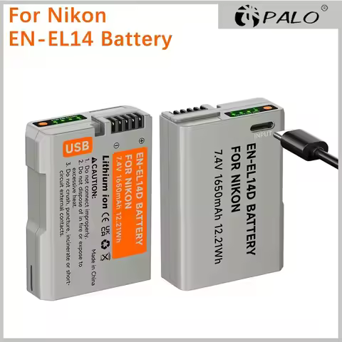 PALO 1650mAh EN EL14 EL14a EN-EL14 EN-EL14a USB Camera Battery For Nikon P7000 P7800 D3100 D3400 D35