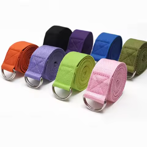 Yoga Strap Cotton Exercise Yoga Belt Adjustable Woven Stretch D-Ring Buckle Fitness Stretching Bands