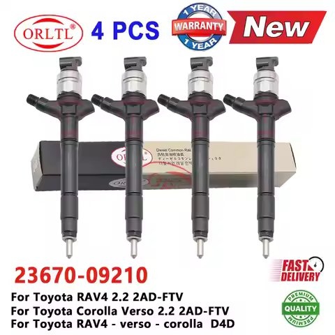 4PCS New Diesel Fuel Injector 23670-09210 For Toyota 2367009210 23670 09210 Corolla RAV4 2.2 2AD-FTV