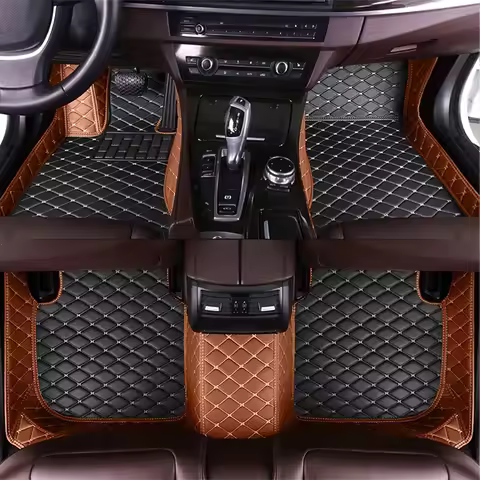 Leather SUV Car Floor Mats For Hyundai Kona Hybrid SX2 2024 2025 2026 2027 2028 Full Set Auto Foot M