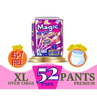 MAGIC PANTS PREMIUM XL DIAPER WITH WINGS by 45+7FREE PADS