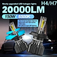BZL Car Headlight LED H4 H7 COB 2PCS WHITE 6500K/ 55W/8-48V HIGH POWER