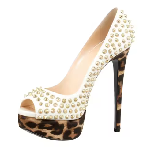 DIZHUANG Fashionable women's high heels. Rivet shoes. About 15cm heel height. Peep toe pumps. Single