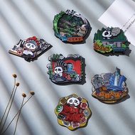 Wooden Silver Foil Chengdu Wenhua Elements Refrigerator Stickers Cartoon Panda Souvenirs Chengdu Cit
