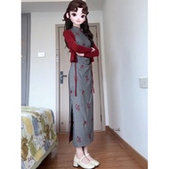cheongsam dress muslimah 旗袍 New Retro Floral Cheongsam with Traditional Chinese Design - Complete Au
