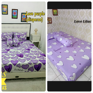 Sprei Seprei Seprai Homemade Berkualitas Motif Purple Love Lilac Love / Sprei motif Love Purple / S