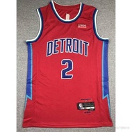 Jersey N-BA PANAS Detroit Pistons No. 2 Cunningham Classic Sports Top Vest Edisi Peringatan Plus Sai