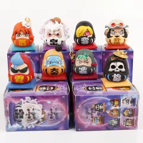 8 Pcs Anime One Piece Daruma Fortune Series Anime Figures Luffy Nami Zoro Toys Desktop Decor Collect