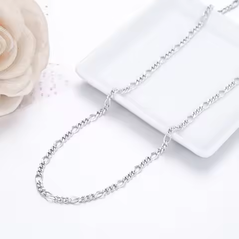 30-90cm 3mm 925 Sterling Silver Figaro Chain Necklace Women Girl Boy Italy Jewelry Kolye Collares Si