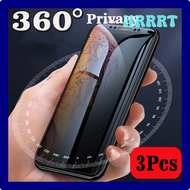 HRRRT 3Pcs 360 Degree Full Cover Anti-Spy Peeping Screen Protector For iPhone 11 12 13 14 15 PRO MAX X XS XR Privacy Tempered Glass REGEE