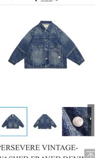 Persevere PERSEVERE VINTAGE-WASHED FRAYED DENIM JACKET - WASHED BLUE