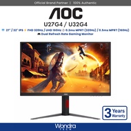 AOC U27G4 / U32G4 | 27" / 32" FHD 320Hz / UHD 160Hz | IPS | 0.3ms MPRT (320Hz) / 0.5ms MPRT (160Hz) 