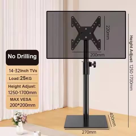 Rolling TV Floor Stand for 14 to 32 Inch TVs Portable Mobile TV Cart on Wheels Tall TV Stand with Sw