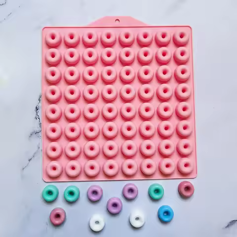 1Pc 64Cavities Mini Doughnut Silicone Molds DIY Chocolate Candy Mold for Muffin Jelly Gummy Hard Can