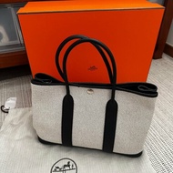 愛馬仕 Hermes Garden party 30 黑白帆布拼皮 花園熊貓