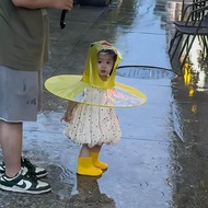 baju hujan tebal tahan lasak baju hujan waterproof Jas hujan piring terbang itik kuning kecil topi p