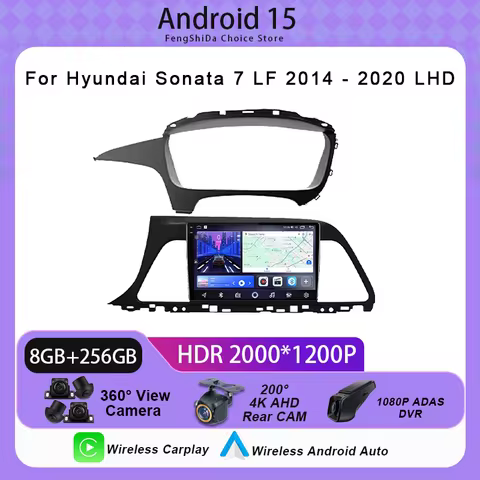 Android Auto For Hyundai Sonata 7 LF 2014 2015 2016 2017 - 2020 LHD Car Radio Multimedia Video Playe