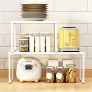 Luocute Expandable Cabinet Shelf Adjustable 32-52cm Stackable Kitchen Organizer with Non Slip Feet M