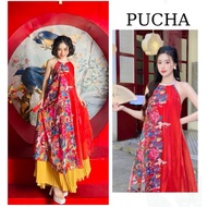 [GUEST PHOTO] SUPER HOT red camisole dress with folk motifs CNY (Mid-Autumn bib, Tet bib, lotus bib,