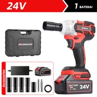 IRONHOOF mesin bor impact baterai 600N.M bor Baterai Cordless Brushless Motor Set Kunci Pas Dampak L