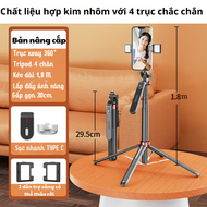 Tripod điện thoại 4 chân P185 - Gậy selfie chụp ảnh quay phim - Giá đỡ điện thoại livestream bán hà
