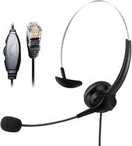 WEINYWCN 102U Business Wired Headset with Noise-Canceling Microphone - Matte Black, Single Ear, Lightweight, for Business, Call Center Customer Service, webinars (RJ9(4pin) | Telephone)