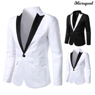 [MIC]✧Spring Autumn Men Blazer Color Block Long Sleeve Turndown Collar One Button Slim Suit Jacket for Office