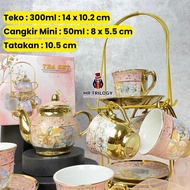 MODERN Hampers Pajangan Set Tea Set Keramik Cangkir Teko Tatakan ALL IN 1 LILY SET Souvenir Gelas g 