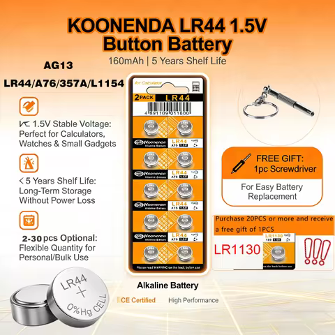2-30pcs LR44 1.5V Button Coin Batteries (L1154F/AG13/SR44/A76) Alkaline Cells for Calculators, Watch