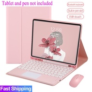 Case with Touch pad Keyboard For Samsung Galaxy Tab S6 Lite A7 S7 S7 Plus Round Touchpad Bluetooth Keyboard Mouse Cover Casing Detachable  Built-in rechargeable battery