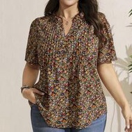 Plus Size Casual Vacation Ditsy Floral Petal Sleeve Blouse Women Summer Clothing Woman Elegant Women