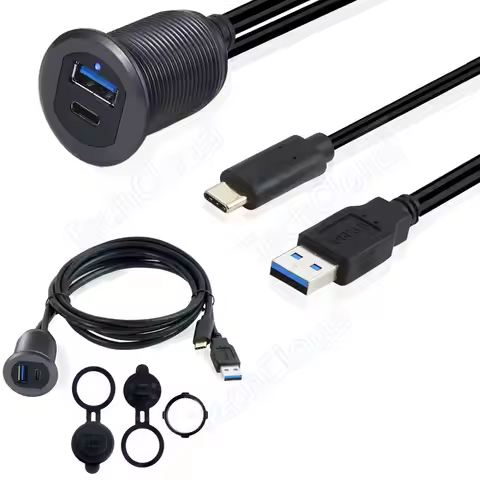 Panel embedment Mount USB 3.1extension cable.USB Male to Female+Type C Male to Female Extension Cabl