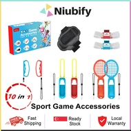 [10-in-1] iPlay Nintendo Switch Sport Controller Accessories Set 10 in 1 Leg Strap / Hand Strap / Tennis Racket / Bowling Grip / Fencing Stick Motion Gaming Accessories Sports Accessories Bundle HBS-447