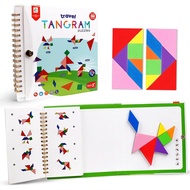 USATDD Travel Tangram Puzzle with 2 Set, Magnetic Pattern Blocks Road Trip Travel Games Jigsaw Monte