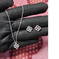 four-leaf clover necklace silver 10mm size 16 to 18 inches 92.5 italy silver (TUNAY NA SILVER)