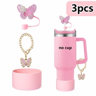 Stanley Cup Accessories Set- Water Bottle Siliocne Stanley Cup Boot Stanley Charms butterfly Straw C