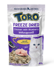 ขนมเเมว TORO Freeze Dried Chicken with Blueberry 12x40g (12ซอง)