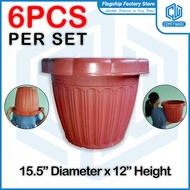 (Pack of 6) 15.5 Inches Diameter XL/Extra Large/Jumbo/Big Heavy Duty Pot Gardening Flower Pots (COD)