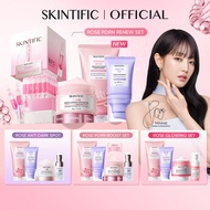 SKINTIFIC 4PCS Sunblock Set SPF 50+ PA++++-Cleanser,Serum,Cream&Sunscreen Skincare | Fades Spots,Bri