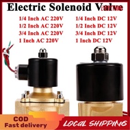 Electric Solenoid Valve Two Way Brass Normally Closed DC 12V AC 220V 1/4" 1/2" 3/4" 1" For Water Air Fuels Gas Closed