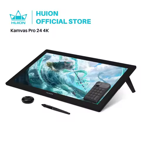 HUION Kamvas Pro 24 4K UHD Graphics Tablet Monitor 23.8 Inch 140% sRGB 8192 Level Batteryfree Displa